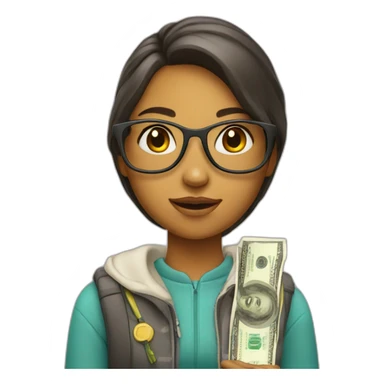girl student with money sticker