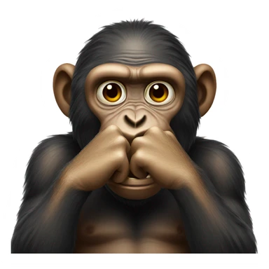 Ape emoji that is holding his hands in front of his mouth sticker
