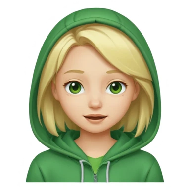 a blonde girl in a green hoodie winking sticker