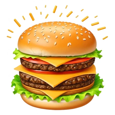 hamburger in the center with electron particles orbiting around it sticker