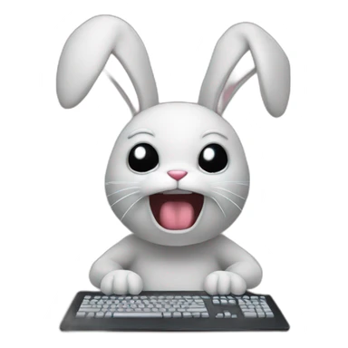 Angry Bunny using a computer sticker