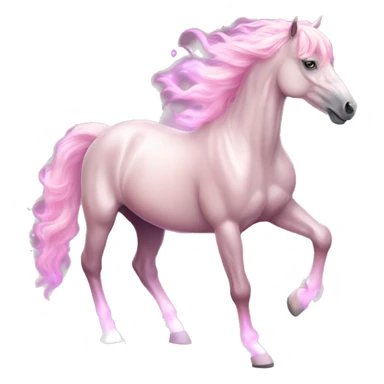 Horse "A pastel pink horse with a glowing, flowing mane, shimmering hooves, and a magical light aura following its elegant strides." sticker