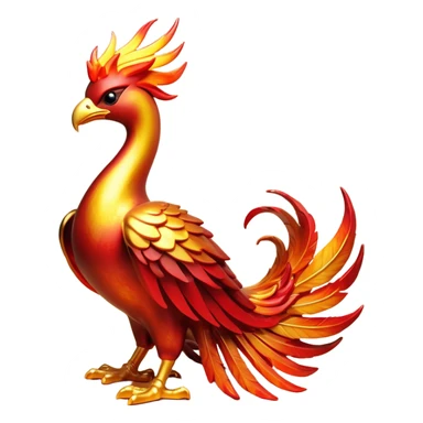 Cinematic Noble Mystical Fire Phoenix Portrait Emoji, Poised and resplendent, with a radiant, fiery plumage in brilliant hues of scarlet, gold, and ember, featuring elongated, elegant tail feathers that flow like molten lava, and piercing, wise eyes reflecting the eternal cycle of rebirth; rendered with lifelike texture and luminous natural highlights, high shine, majestic and awe-inspiring, styled with an aura of mythic resurgence, focused and regal, soft glowing outline, capturing the essence of a legendary phoenix rising from the flames with timeless grace! sticker