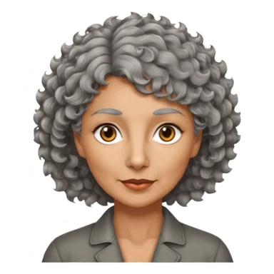 woman 50 years old, tanned skin, short grey curly-wavy wolf cut hair, brown eyes sticker