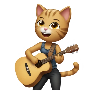 girl cat dancing and playing acoustic guitar sticker