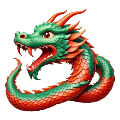 Cinematic Cute Yawning Chinese Serpent Dragon Portrait Emoji, Head gently inclined with a dramatic, wide-open yawn, revealing an elegantly elongated body with softly glowing jade and vermilion scales, enriched by subtle, ethereal cloud and ripple motifs; rendered with authentic detail and delicate natural light, high shine, relaxed yet wise, styled with a dash of ancient mystique, soft glowing outline, capturing the essence of a drowsy but venerable celestial dragon ready to drift into a serene, timeless slumber! sticker