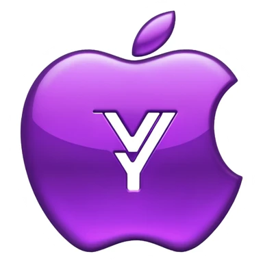 yuan sign symbol in metallic purple color, apple emoji style, no text sticker