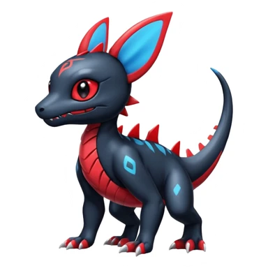 Cute Shiny Guilmon-Salandit-Umbreon-Fakémon-hybrid-creature (full body)  sticker
