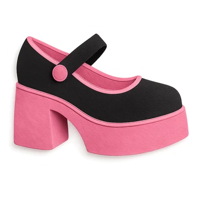BLACKPINK-inspired gothic shoes, no hearts, black and pink, cute and stylish, paper craft style sticker