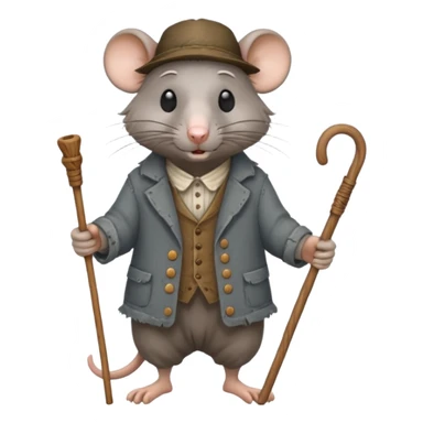 Old rat with old clothes and a cane  sticker
