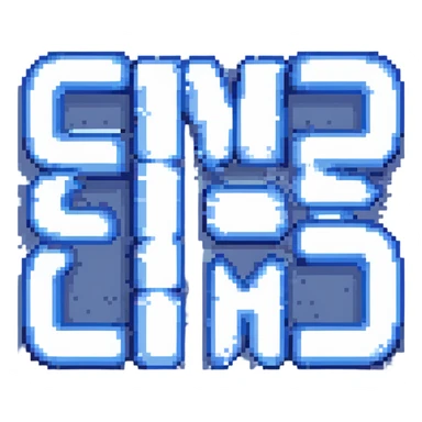 logo for 'Sans Fight' inspired by Undertale, pixel art style, bold blue and white colors sticker