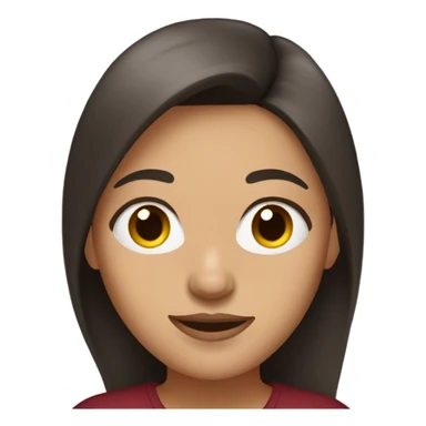 A brunette woman with a nose piercing wearing a burgandy shirt sticker