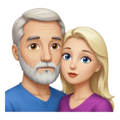 Man with hazel eyes and gray beard kissing blonde blue-eyed  woman sticker