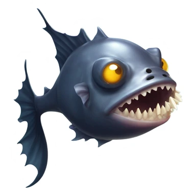 Anglerfish with a glowing lure hanging from its forehead, sharp teeth, and big eyes. sticker