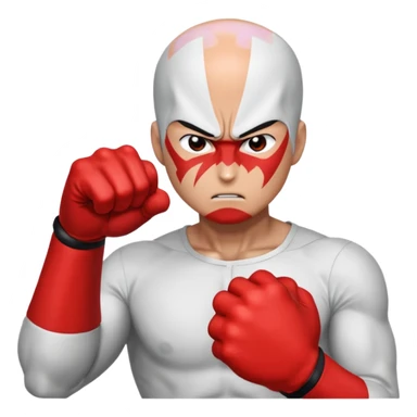 Angry Saitama with his red giant hand punching sticker