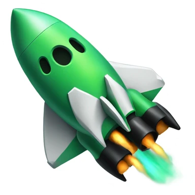 green and black rocket ship sticker