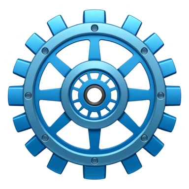 gear with circuit-style connected nodes, representing global system configuration and connectivity. sticker