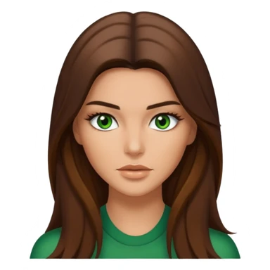 Kendal Jenner with green eyes and brown long hair and Carmel skin  sticker
