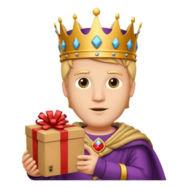 King Alexander hold carton box gift sticker