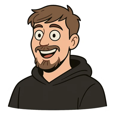 MrBeast, famous YouTuber, smiling, cartoon style, no text sticker