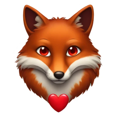 dark red fox face with tiny red heart instead of eyes sticker