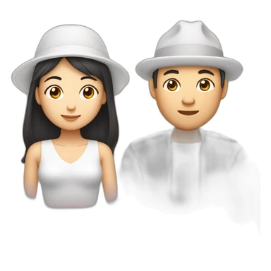 une femme asiatique et un homme matte de peau qui se font un câlin sticker