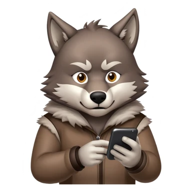 wolf checking fantasy football stats on phone sticker
