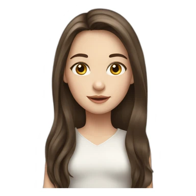 Brunette girl with long hair, white skin, Europe race, sticker