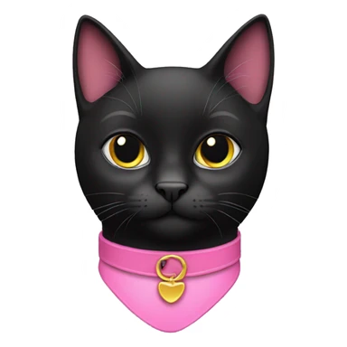 Black cat pink collar  sticker