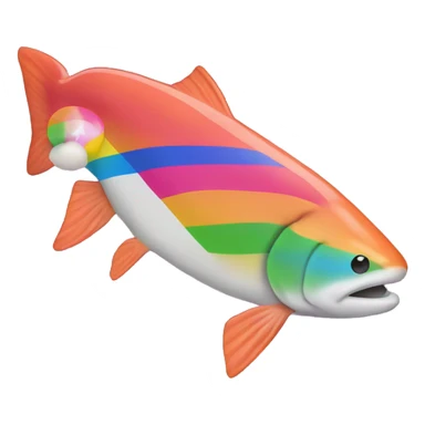 salmon in the colors of the pride flag sticker