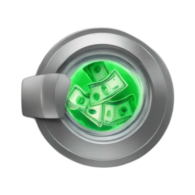 Wash machine with money in the middle part sticker