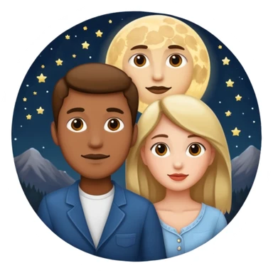 couple talking with moon in the background sticker