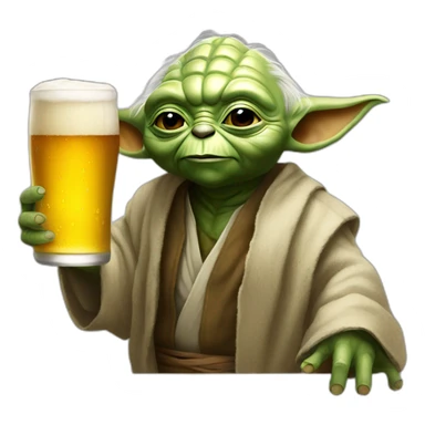 yoda with a beer sticker