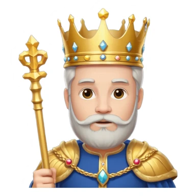 Bearded King, young king with short white beard, royal staff in hand, wearing crown
 sticker