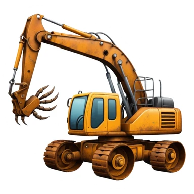 A excavator with four arm and spider legs sticker