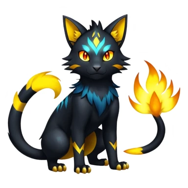 Shiny exotic dark Luxray-Torracat-Pyroar-Fakémon-hybrid-creature (full body)  sticker