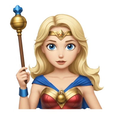 Blonde blue eyes Wonder Woman holding bell and baton sticker
