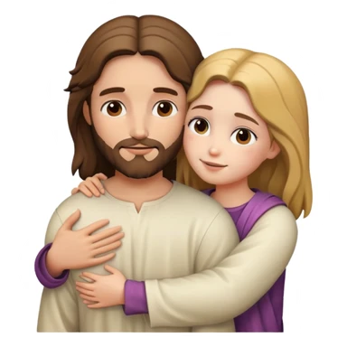 Jesus hugs a girl sticker