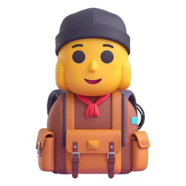 Scav character from Tarkov wearing a beanie and backpack, 3D emoji style sticker