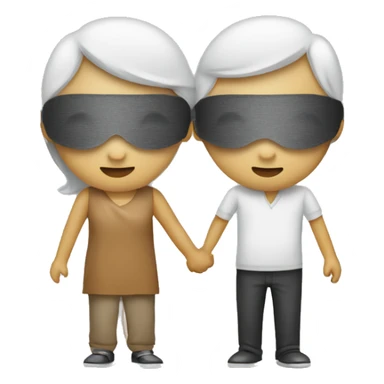 Two people with blindfolds and blind person sticks leading eachother  sticker