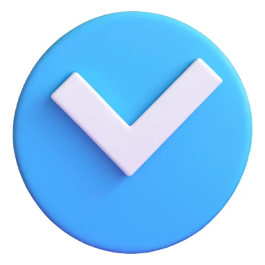 blue circle with a white check mark sticker