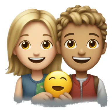 boy and a girl sharing a joyful moment sticker