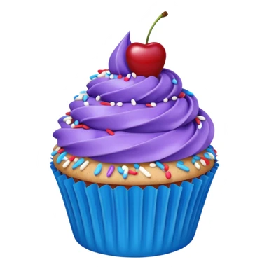 Cupcake: blue cream, purple paper, sprinkles with cherry on top  sticker