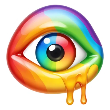 melted rainbow gummy eye sticker