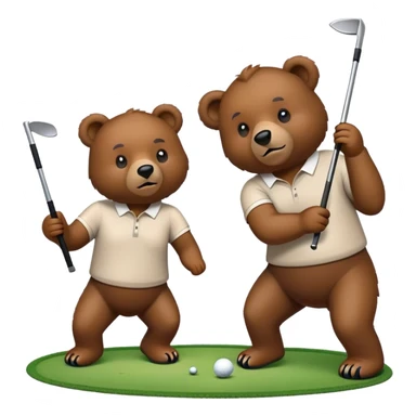Two strong bears playing golf sticker