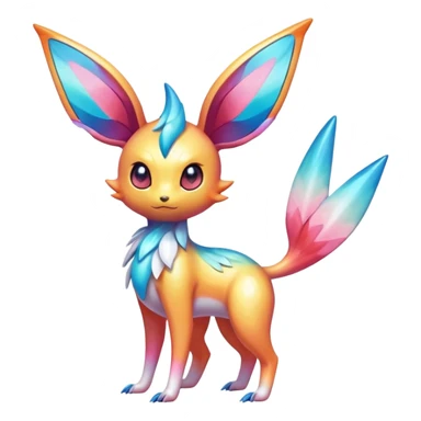 Colorful Shiny Exotic Victini-Salandit-Aurorus-Sylveon-Fakémon-hybrid-creature (full body)  sticker