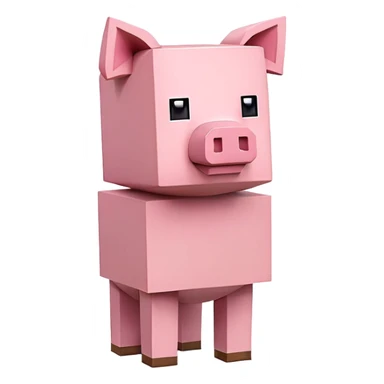 Minecraft Pig full body, pink blocky animal with square head sticker