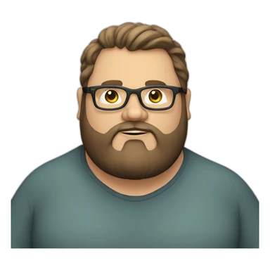 fat white guy with dark hair and beard with glasses sticker