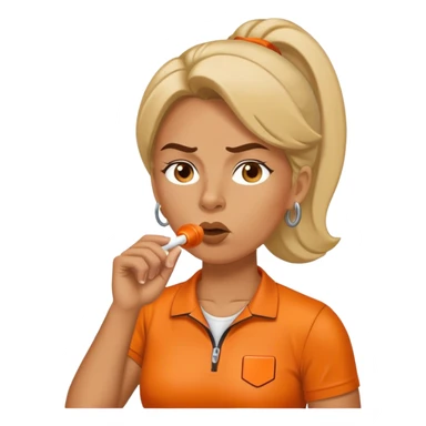 tough looking female coach blowing whistle sticker