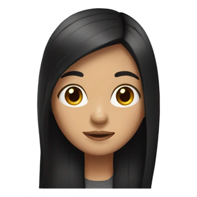 girl with long straight black hair sticker